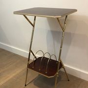 Mahogany and gold metal harness faux-bamboo way. french work. around 1970