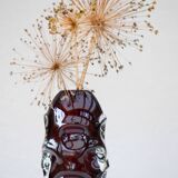 Mid-Century Modern Handmade Crystal Vase in Dark Red by Börne Augustsson