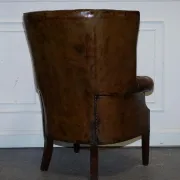 Chesterfield Porter Wingback Chair in Hand-Dyed Leather