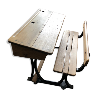 School desk wood and cast iron from 1935