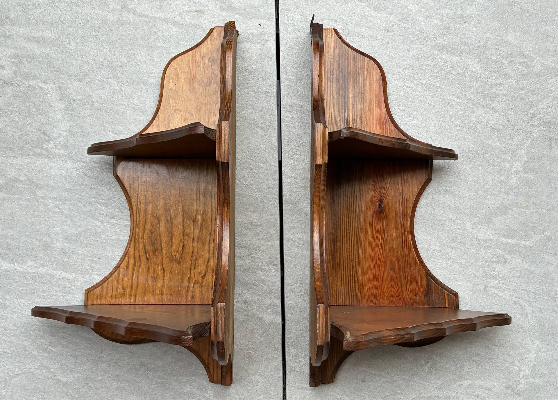 Pair of vintage corner shelves