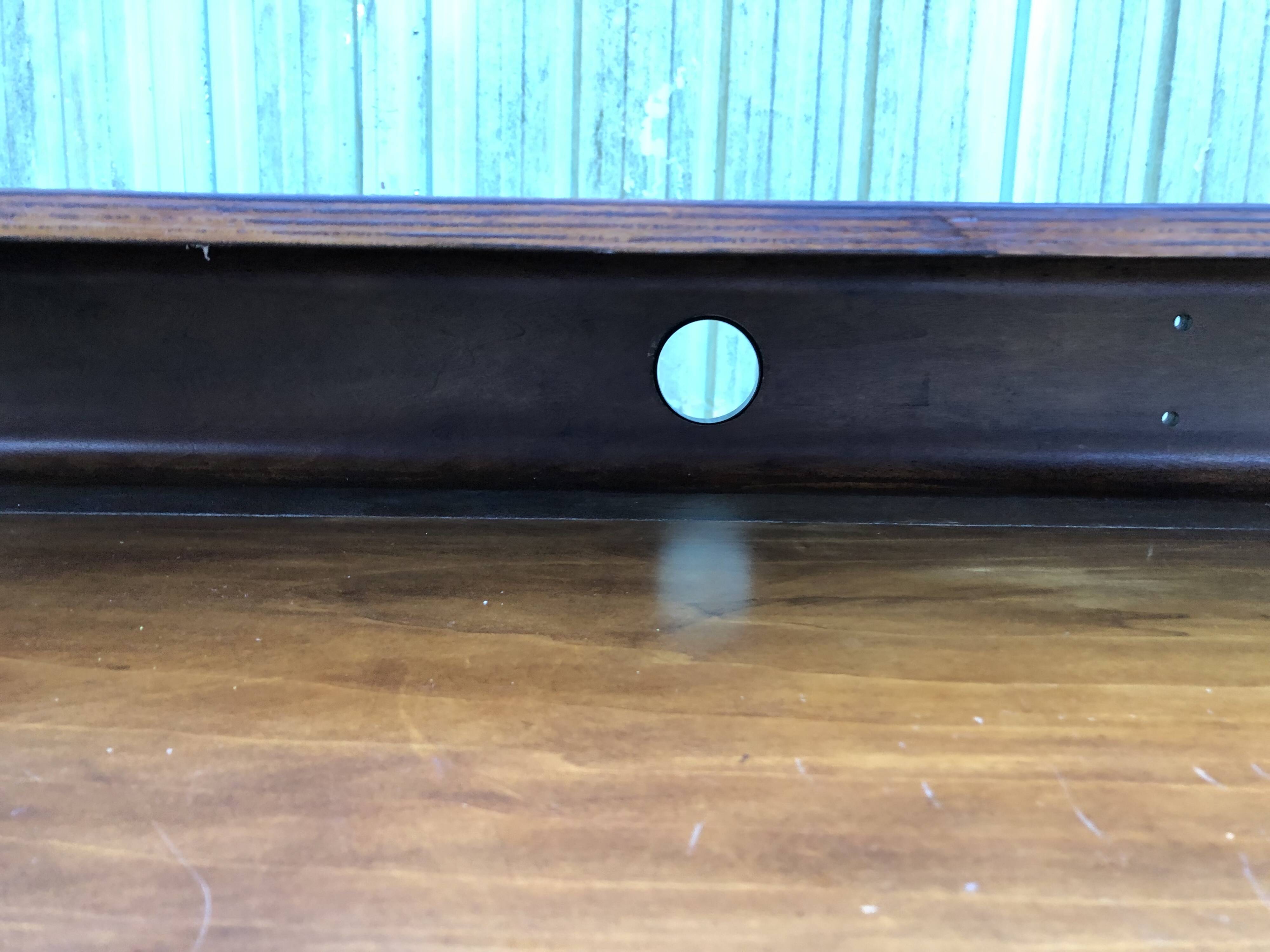 Design desk in formed glued laminated wood with chrome tubular base.