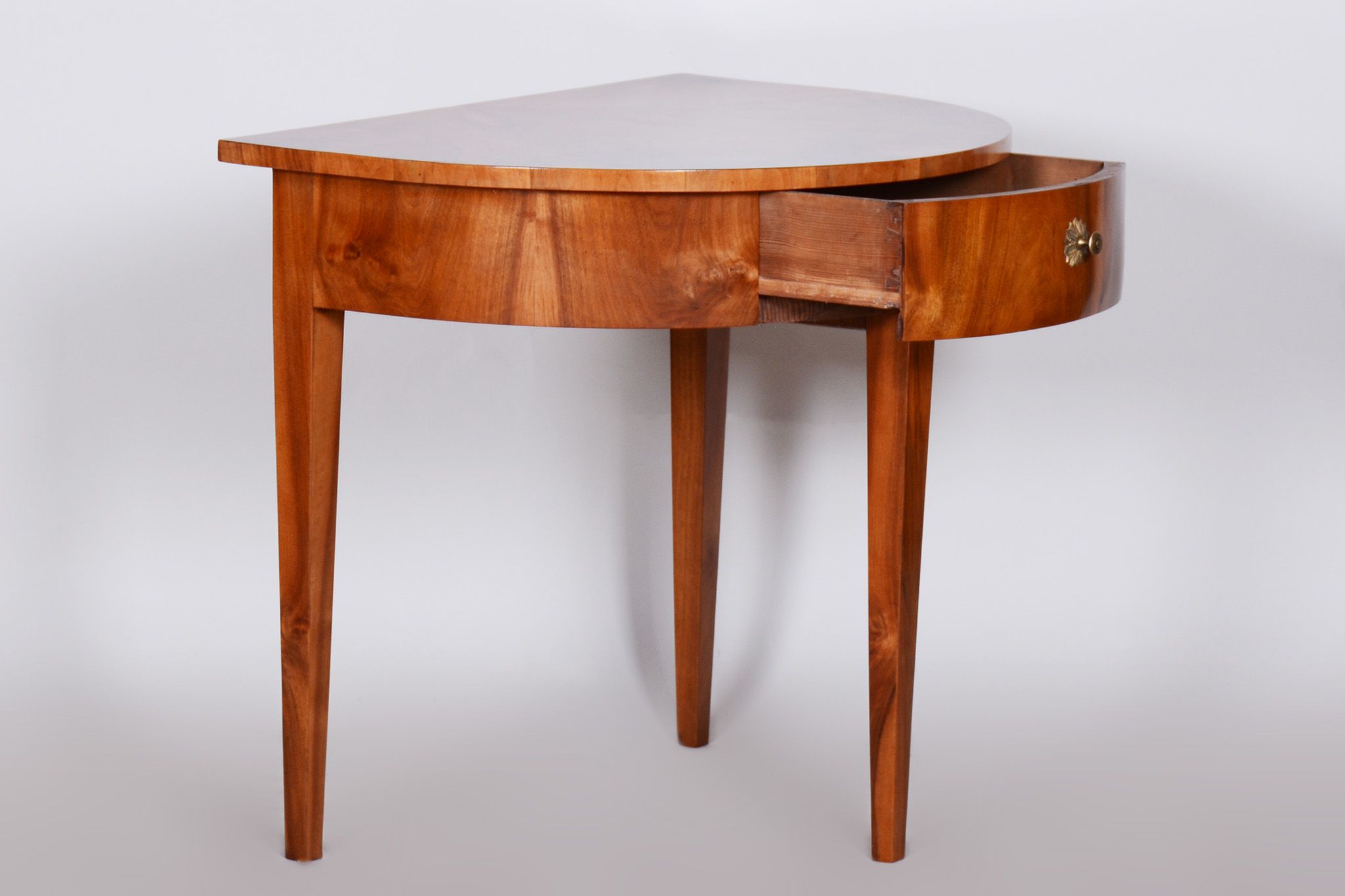 Restored Biedermeier Walnut Side Table, Revived Polish, Czechia, 1820s