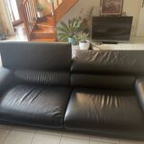 Roche Bobois black leather sofa