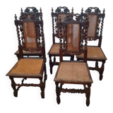 5 chaises style Louis XIII
