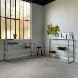 Pair of chrome and glass shelves from the 70s