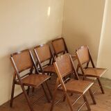 Set of 5 foldable cannate chairs (50s-60s)