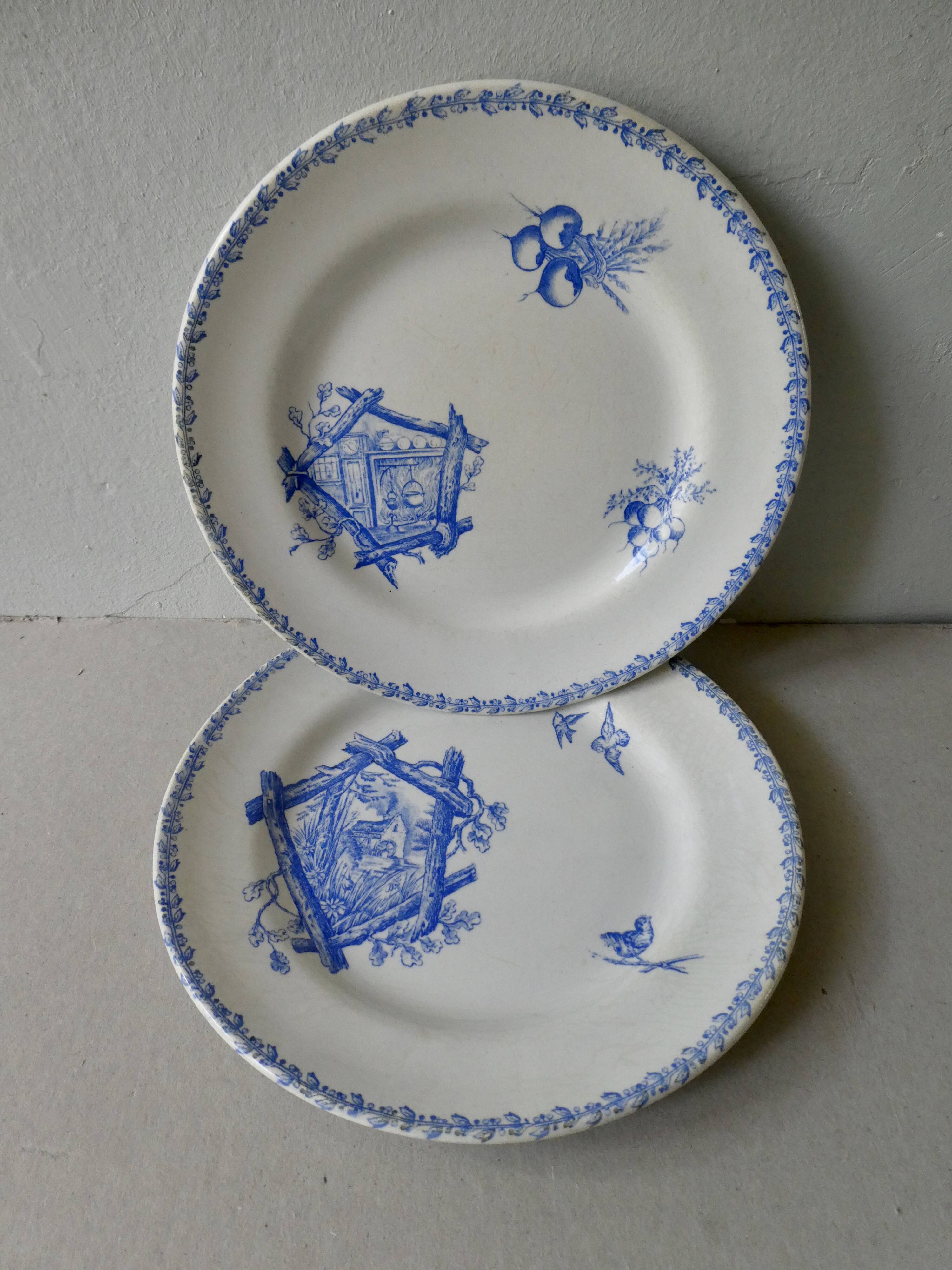 Set of 2 plates in earthenware, 1900