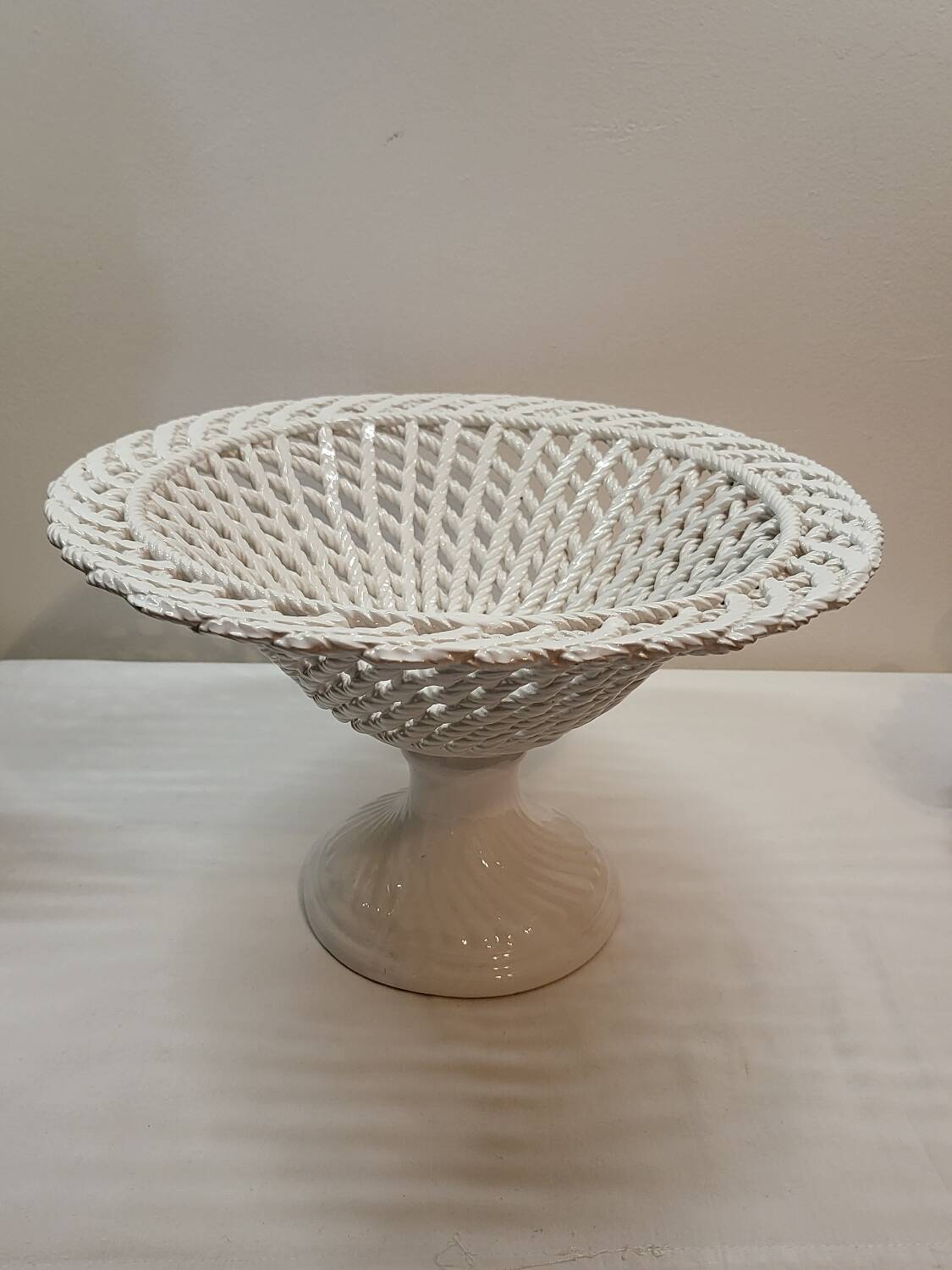 Coupe à Fruits Compotier en Céramique Tressée