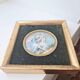 Miniature Romantic scene in gilded wood and velvet