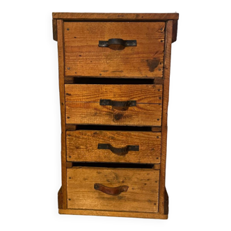 Meuble de métier en bois, 4 tiroirs