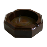 Agate stone and varnished wood ashtray