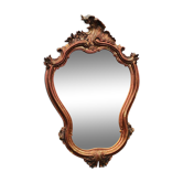 Louis XV/Baroque/Rocaille style mirror, in polyresin with old gold/copper patina. 50 x 32 cm