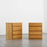 Paire de commodes en pin massif par Maison Regain, années 70