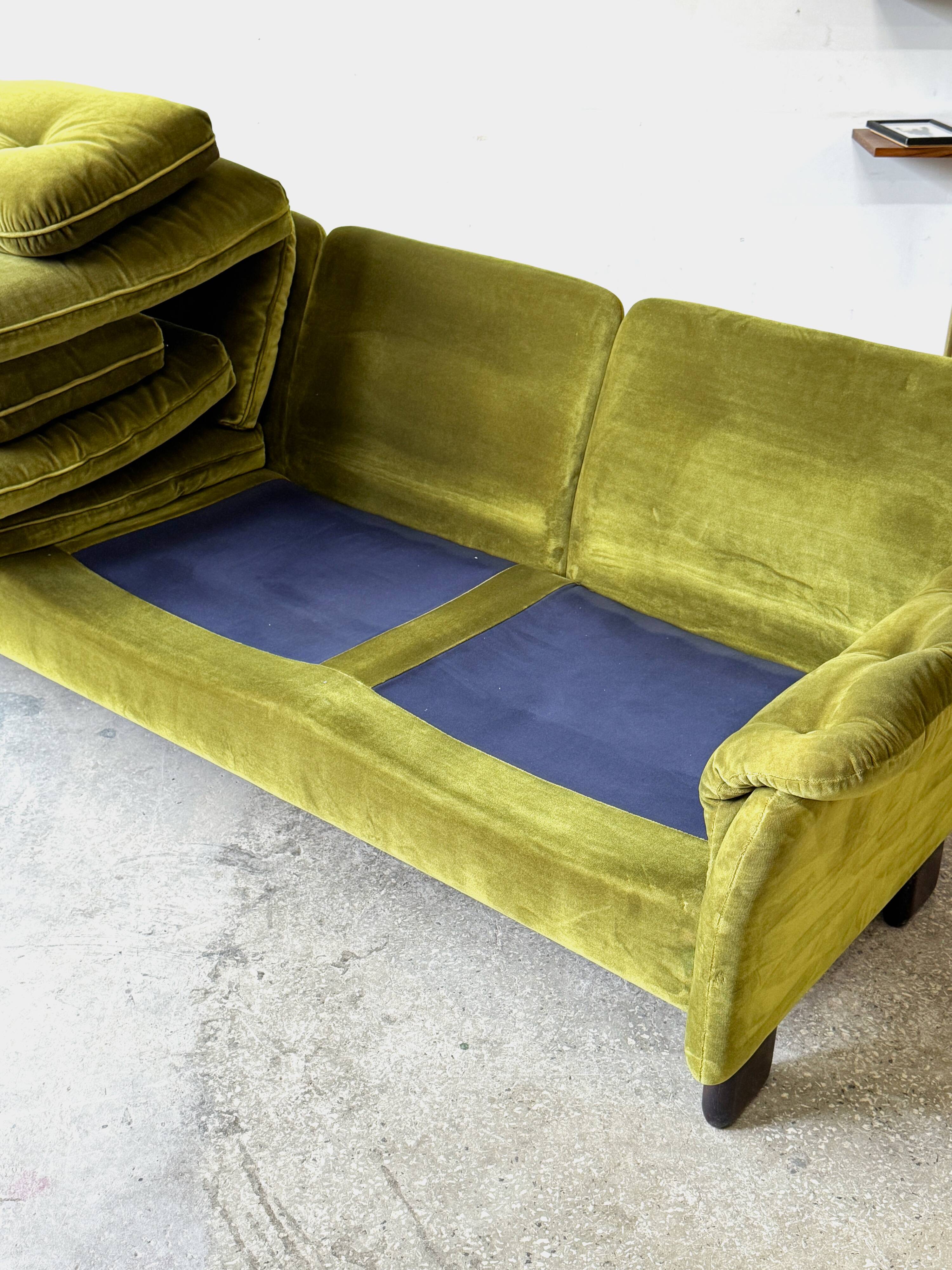 Velvet Sofa, Denmark, 1960s, Mid-C, Vintage