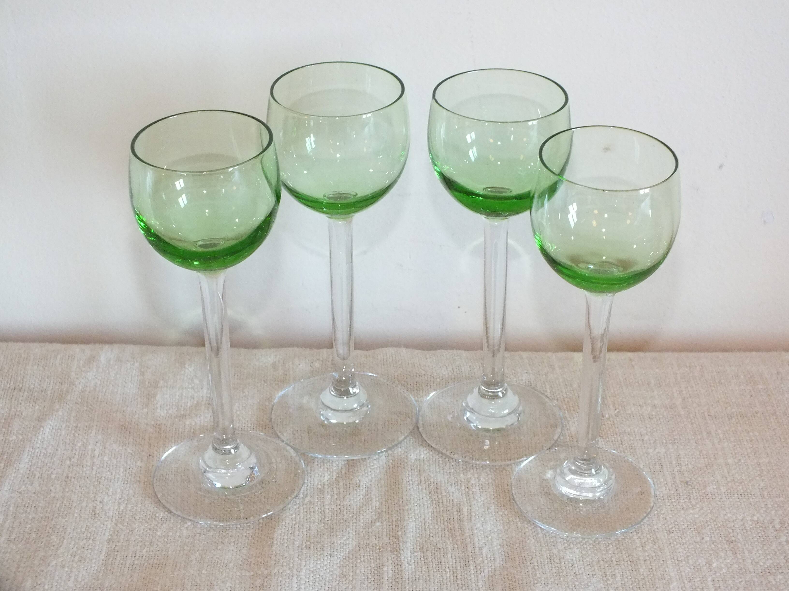 4 old uraline liqueur glasses