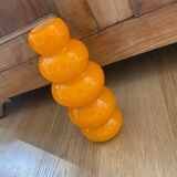 Vase bubble caterpillar orange glass double years 60 70