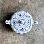 Sugar bowl, Sarreguemines earthenware jar in white and blue, "Copenhagen" pattern - early 20th century