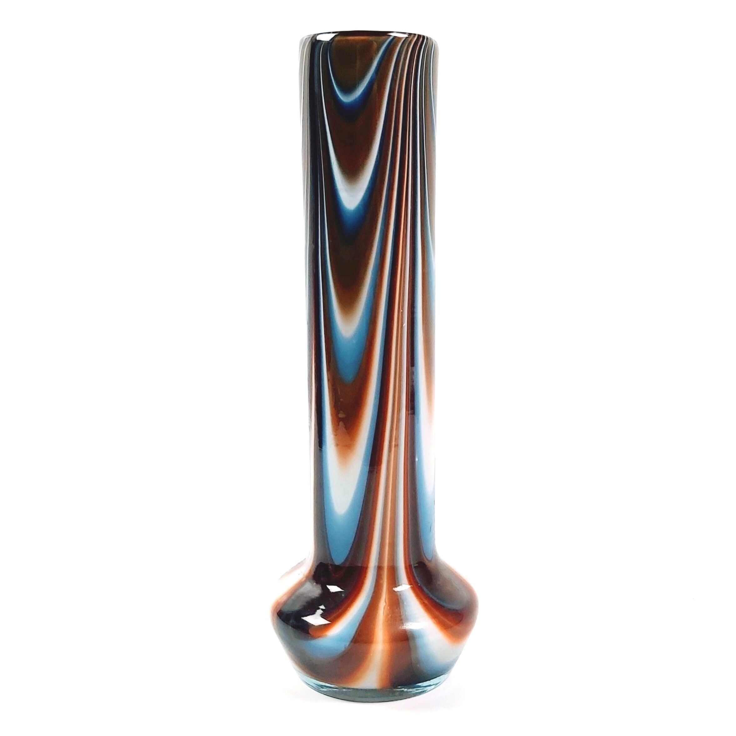 Pair of marbled murano glass vases by carlo moretti, italy, 1970s