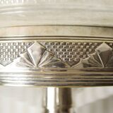 Cup or compotier on art deco pedestal in silver metal