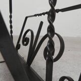 Vintage newspaper rack, magazine rack, table with 3 tiles