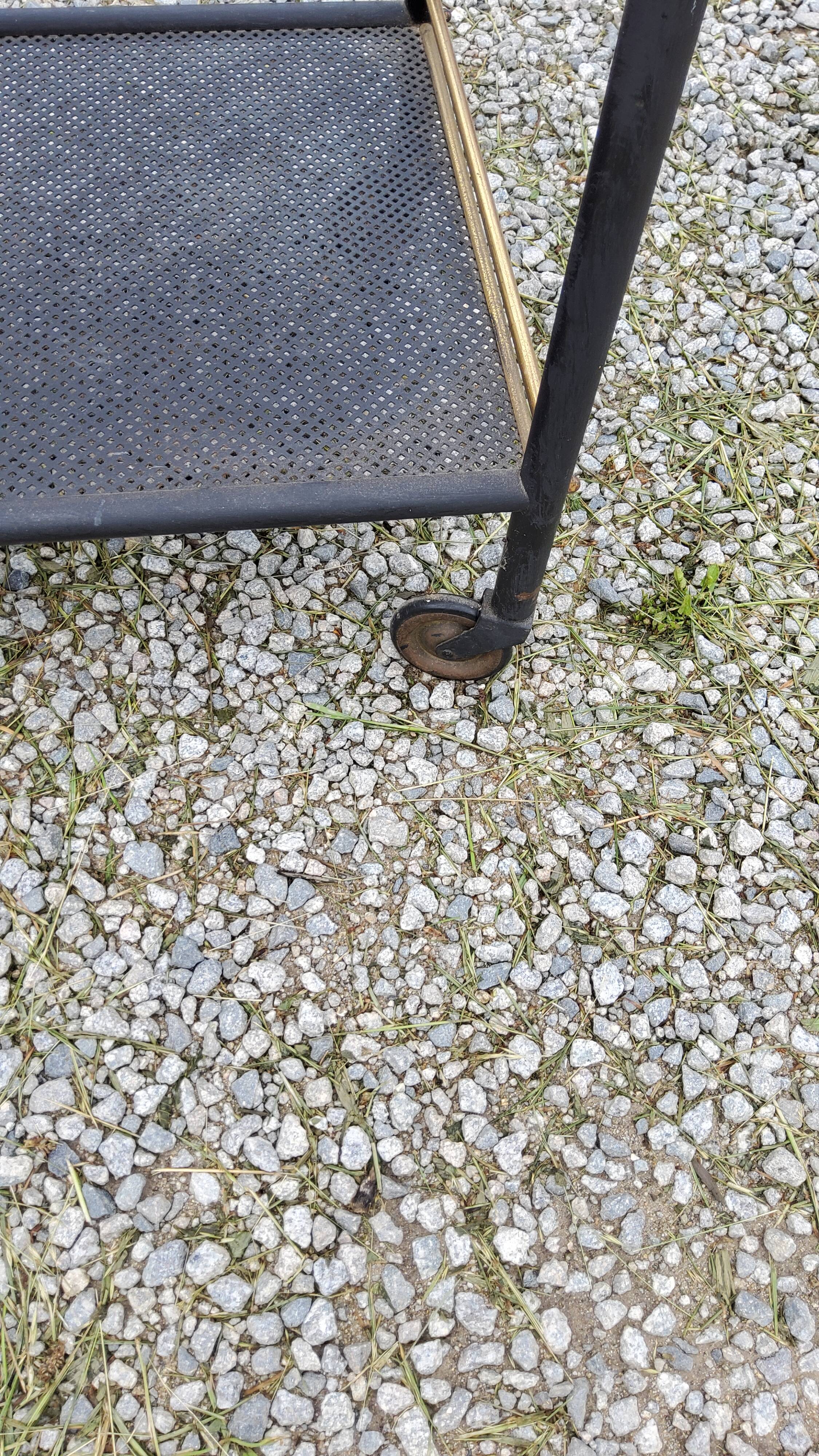Rolling service bar of the 50s in rigitulle and brass