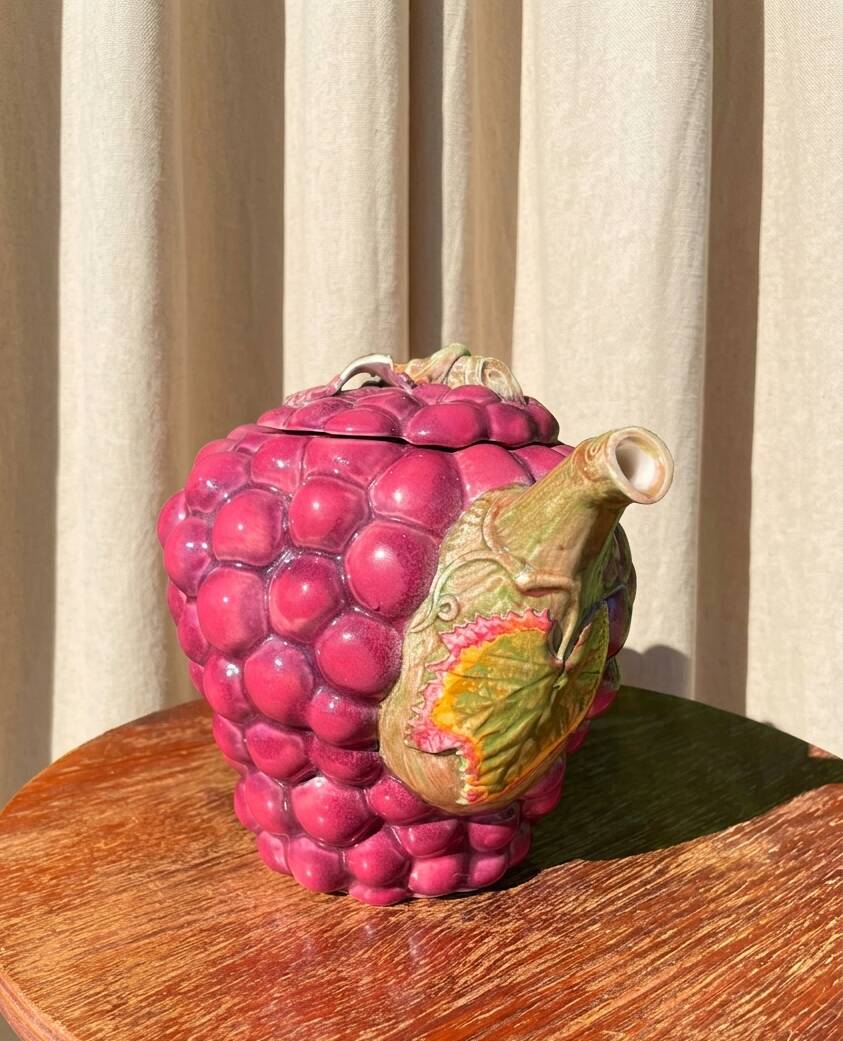 Vintage grape majolica teapot