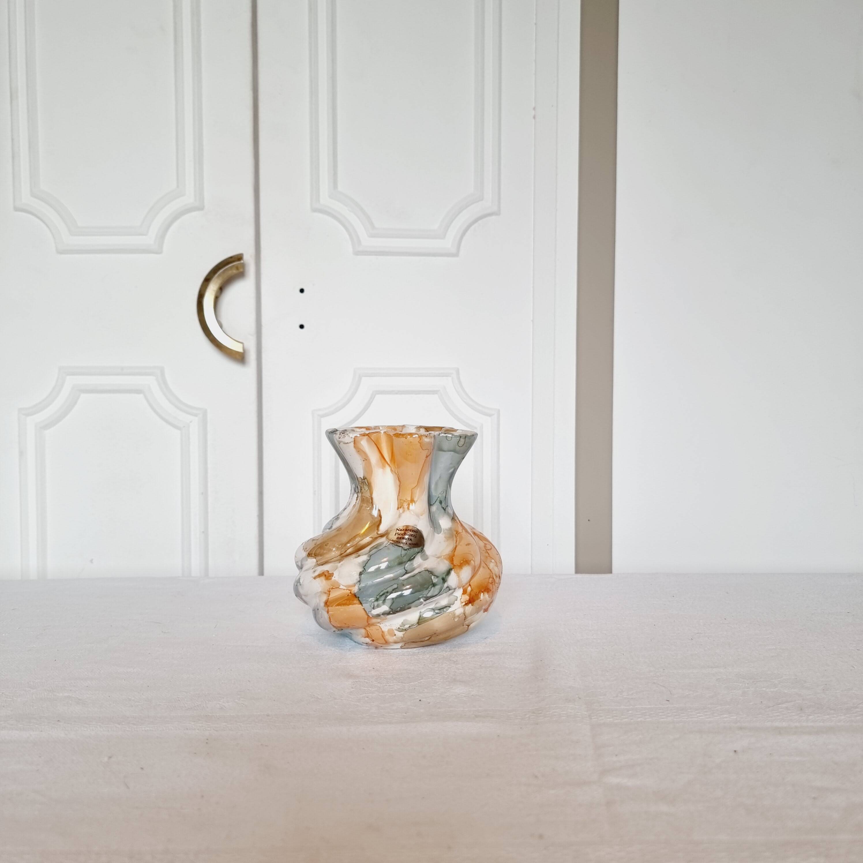Deruta Crystal Vase by Nazareno Picciotti handcrafted in the 80s
