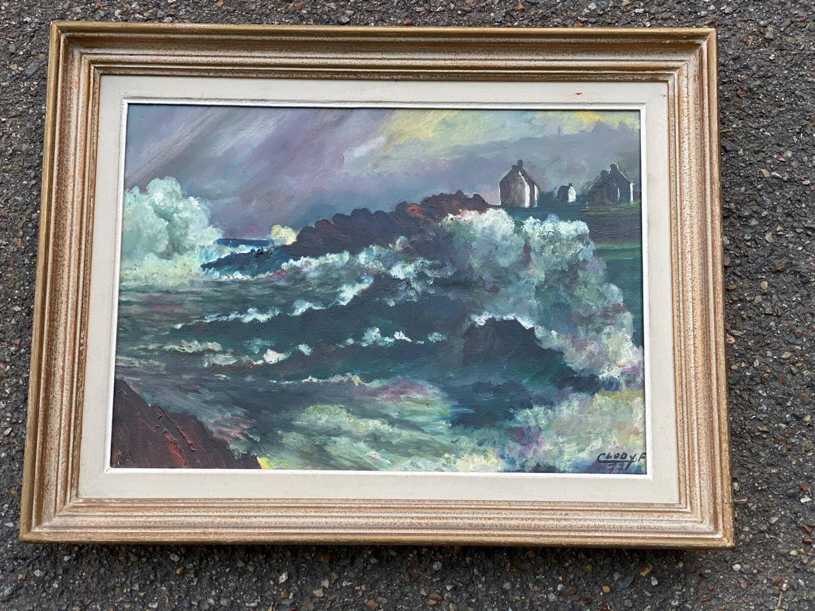 Oil painting on canvas Clody.F 1977 equunox pond Finistère