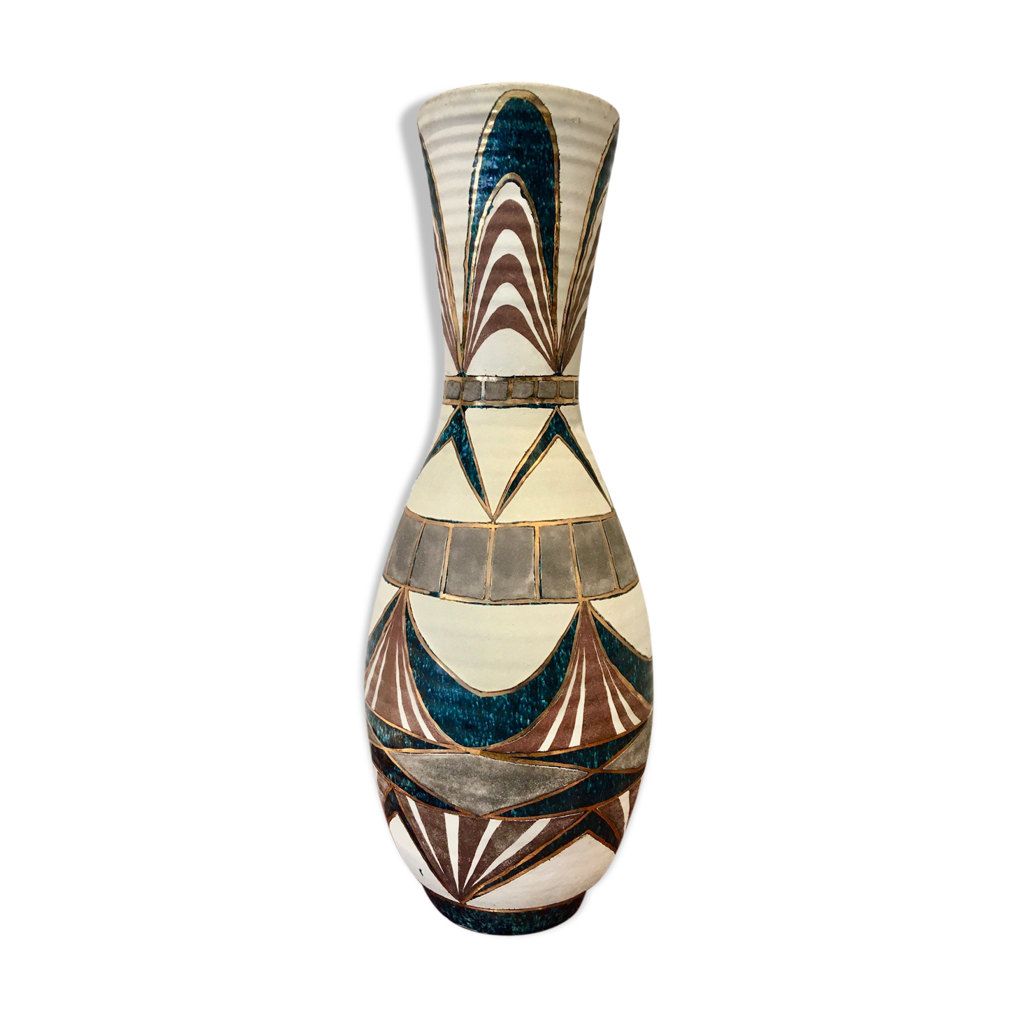 Signed Accolay ceramic vase, France 1950