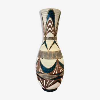 Vase en céramique Accolay signé, France 1950