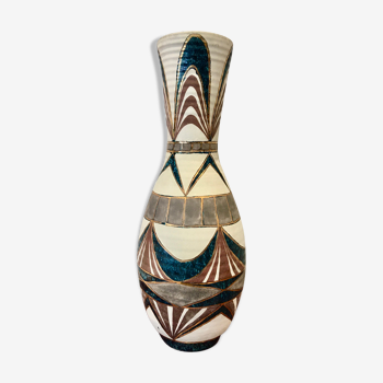 Signed Accolay ceramic vase, France 1950