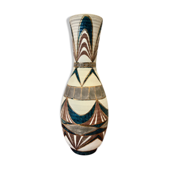 Signed Accolay ceramic vase, France 1950