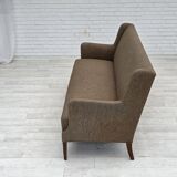 Années 1960, canapé 3 places danois, laine d'ameublement, bois de teck.