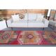 Vintage Turkish Hand-Knotted Wool Cotton Pink Runner Rug 94x358