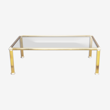 Chrome & brass column legs coffee table