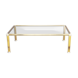 Chrome & brass column legs coffee table