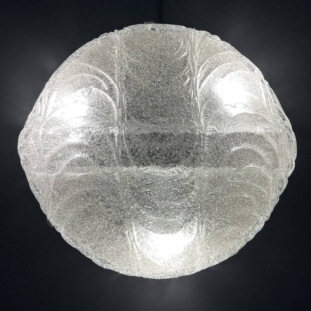 Large frosted glass ceiling lamp attributed to J.T. Kalmar, Austria, 1960s.