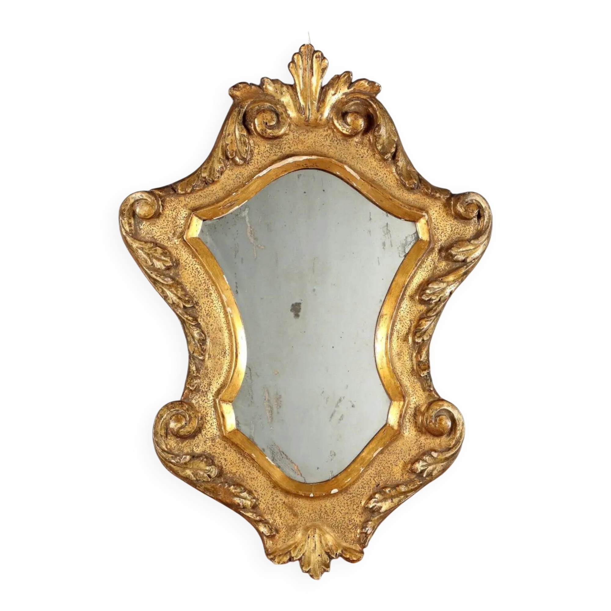 Antique carved and gilded wooden mirror, Italy, 19th century