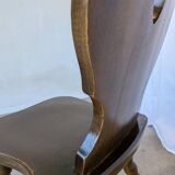 Vintage Tyrolean Heart Cutout Wooden Dining Chair / Bobbin-turned Legs