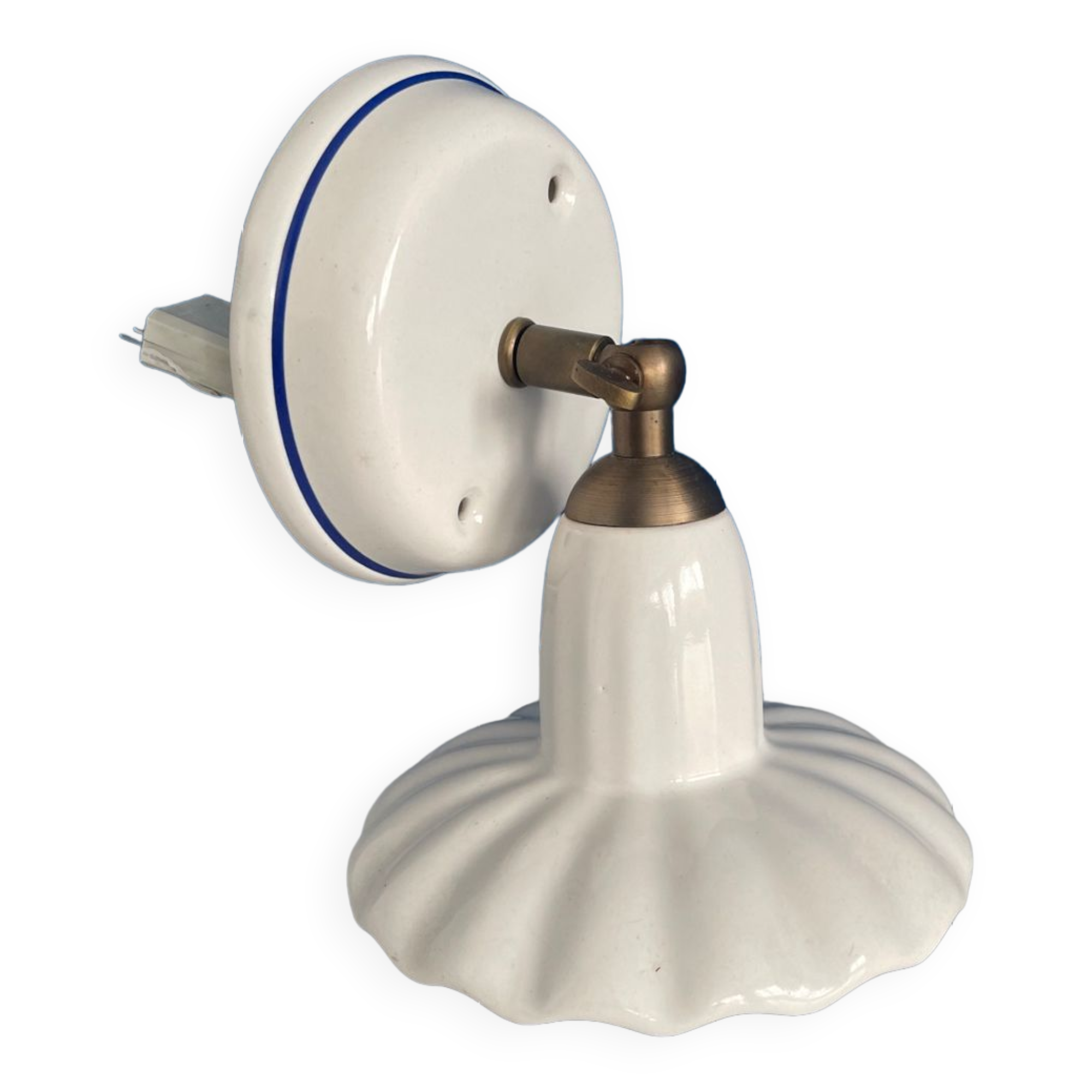 Wall lamp in blue and white porcelain made in italiy