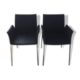 Set of 2 Zanotta LIA armrest chairs in antarcite gray virgin wool