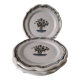 4 earthenware plates with old Rouen decoration, handmade blue floral basket