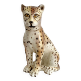 Vintage Italian ceramic leopard statue