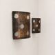 Pair of vintage wall sconces, hammered copper, France, 1970.