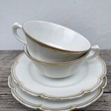 Pair of Limoges porcelain cups with gold trim