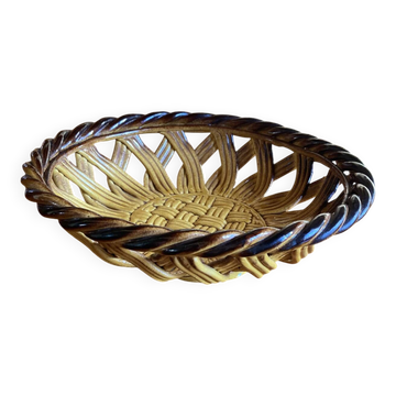 Coupe à fruits en barbotine tressée dans l’esprit de Vallauris