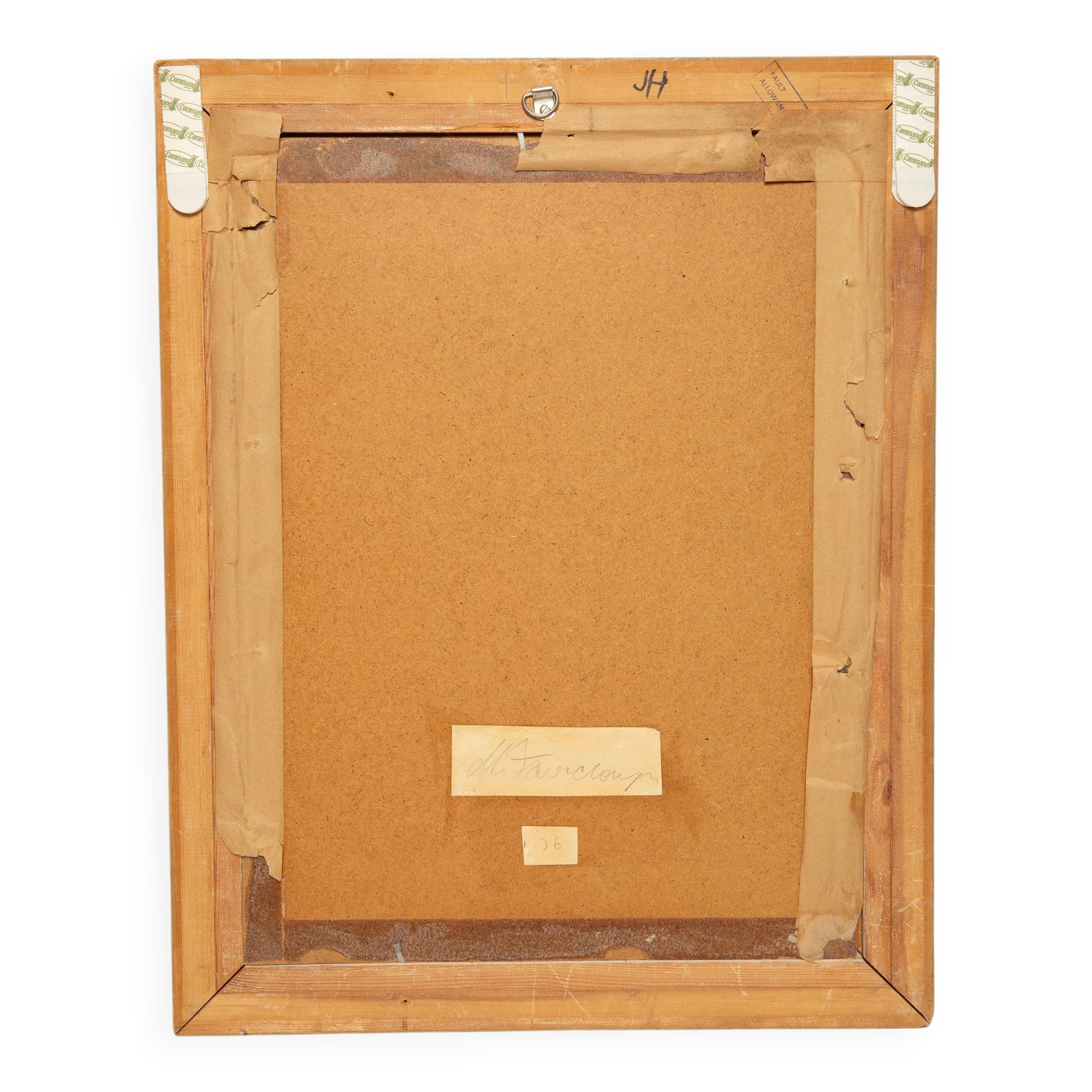 Classic female painting from the mid-century, wooden frame and linen, 1930s.