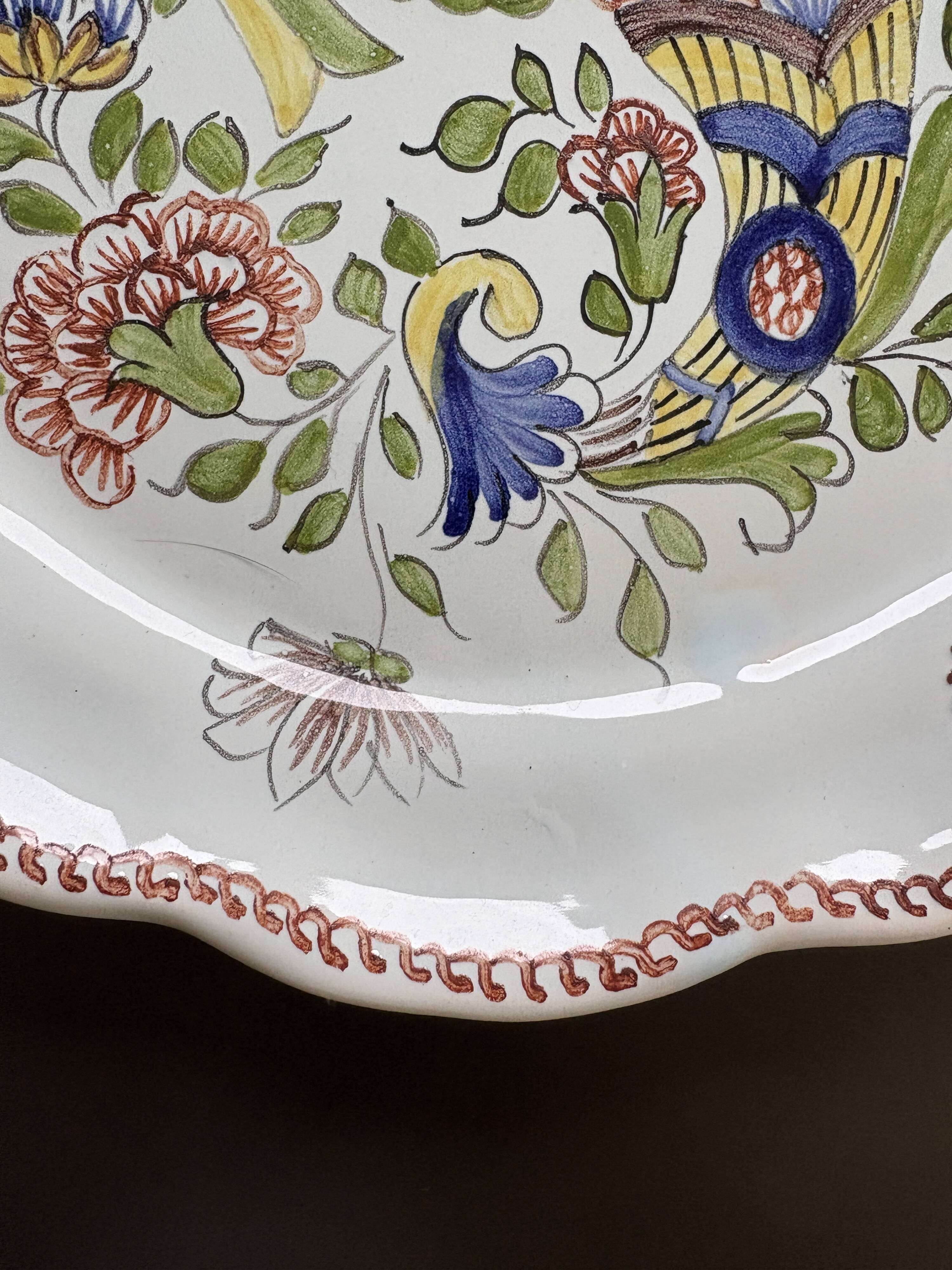 Hand-painted Rouen porcelain plate