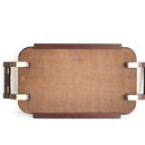Plateau vintage, plateau de service, plateau décoratif en bois avec anses, plateau miroir biseauté